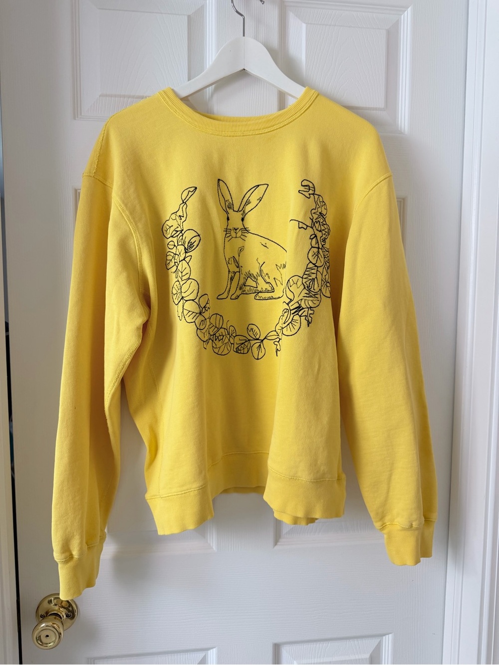 Coniglio Palm Beach Yellow Embroidered Bunny Pullover Crest Sweatshirt